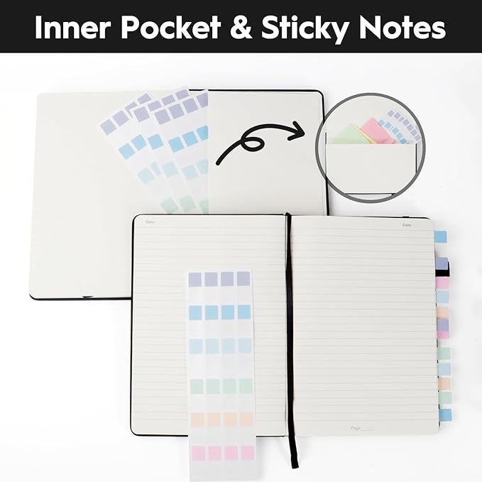 A5 Lined Journal Notebooks for Work, 192 Pages, Medium 5.7 x 8.3inch, College Ruled, Vegan Leather Hardcover Journals for Women Men,1 Pack