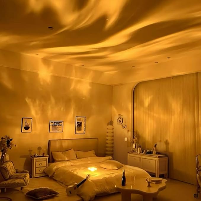 Northern Lights Projector, Ocean Wave Ceiling Projector Light with Remote, Colors Changing Show Aurora/ Aura Glow Lamp,Mood Linghting/Lumena light for Room Decor/Light projector for bedroom (SMALL)
