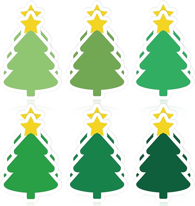 24 Packs Christmas Tree Sticky Notes Gradient Green Memo Pads 6 Colors 3 x 2 Inch Reminder Notepad for Xmas Winter Annotating Office Classroom, 480 Sheets
