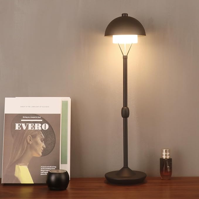Modern Table Lamp Cordless Portable Desk Lamp, 2700K Stepless Dimming Rechargeable Battery Operated LED Lights for Bedroom, USB-C Charging, Restaurant/Bar/Night Light/Gifts (Sand Black)