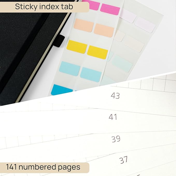 POPRUN Graph Paper Spiral Journal Notebook, [A5-5.75'' x 8.25''] - 120 GSM Thick Paper, 141 Numbered Pages, Grid Notebooks for Men & Women with Pocket, Index Tabs, 8 Perforated Sheets,Midnight Green