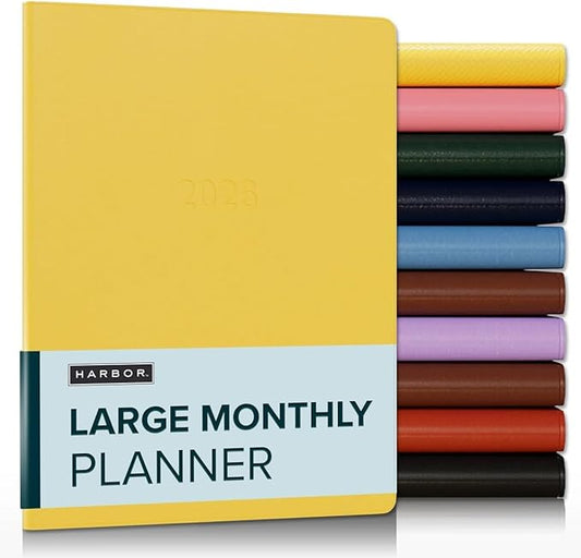 Harbor Large Monthly Planner 2025-2026, Calendar Planner and Notebook, Durable Faux Leather, 14 Months, 96 Pages, Softcover & Lightweight - Key West Sundance - 9.75x7.5"