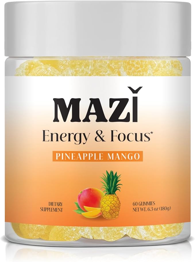 Energy & Focus Gummies | 100mg Natural Caffeine + L-Theanine + Vitamin B6 & B12 + CoQ10 | Nootropic Cognitive Brain Performance Supplement | No Crash or Jitters