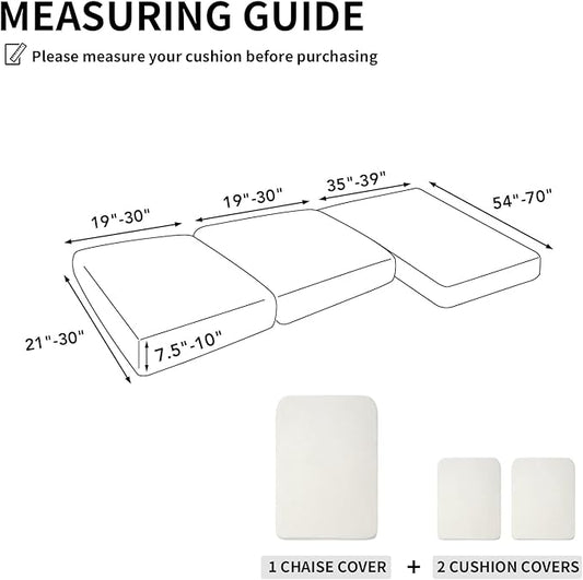 Easy-Going Stretch 3 Pieces Couch Cushion Covers for Sectional Sofa Left/Right L Shape Chaise Lounge Sofa Seat slipcover Anti-Slip Sofa Cover Soft (2 Seater + 1 Chaise, Cream)