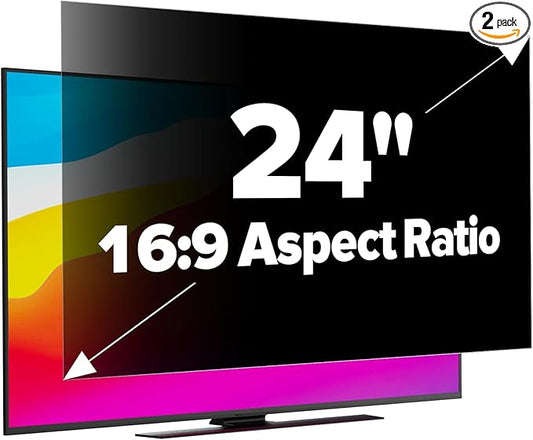 [2-Pack] HD Computer Privacy Screen 24 inch, Upgraded Computer Privacy Screen for 16:9 Widescreen Removable Anti Glare Computer Screen Cover and Blue Light UV-Blocking Screen Privacy Filter