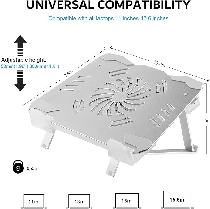 Laptop Cooler LED Light Laptop Stand with fan2 USB Ports, for 14-17inch laptops, Height StandErgonomically Gaming Laptop Cooling pad Rose Gold/2
