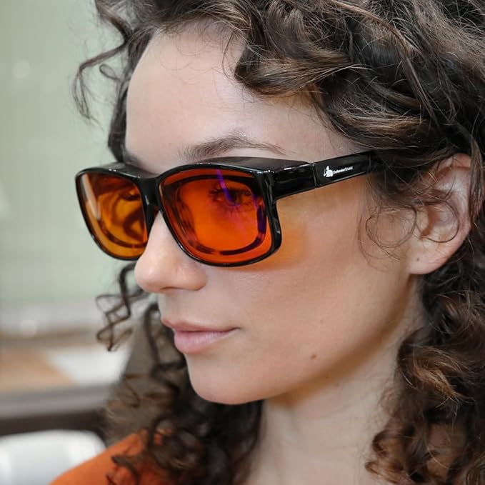 DefenderShield Premium Fit-Over Blue Light Blocking Glasses - Superior Blocking from Gaming PC & Cell Phone Screen Glare.