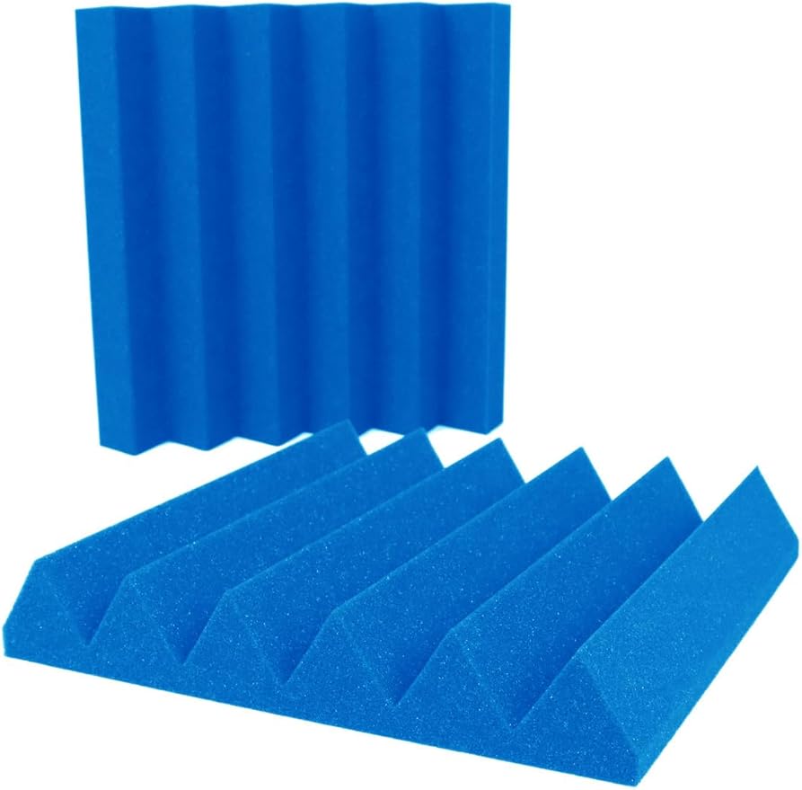 Foam Factory Inc 24 Pack Color Acoustic Foam Panel Studio Soundproofing Wedge Wall Tiles 12” X 12” X 2” (Blue)