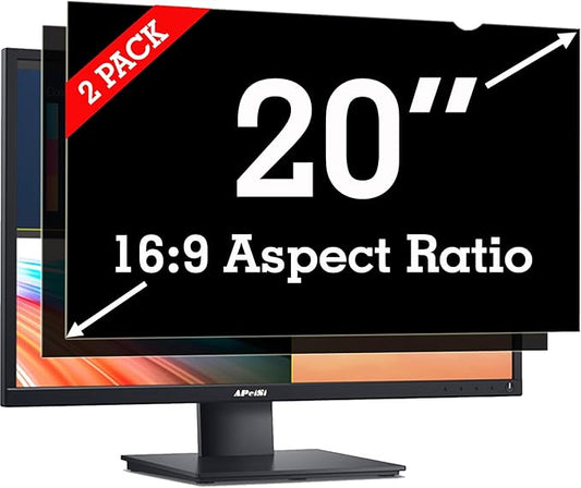[2 Pack] 20 Inch Privacy Screen Filter for Widescreen 16:9 Monitor | Privacy Shield | Anti-Glare | Anti-Blue light Protector | Eye Protection | Computer Security Private Filter