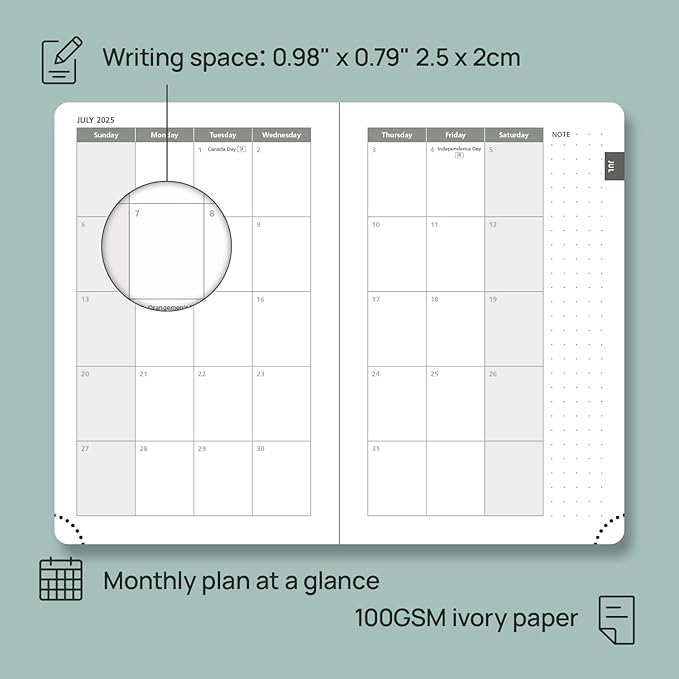 POPRUN Pocket Planner 2025-2026, (Purse Size 4''x 6.25'' Hard Cover) Academic Year Calendar Daily Weekly and Monthly (July 25-June 26) with Hourly Time Slots, 100 GSM Paper - Black