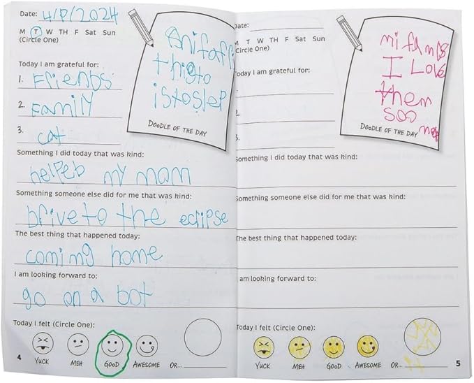 S&S Worldwide Kid's Gratitude Journal Class Pack. Undated, 100-pgs, Daily Prompts, Cover to Color, Inspiring Quotes, For Self-Esteem, Positive Thinking, Mindfulness, Resilience, Ages 5-11, 6"x9", Pk 12