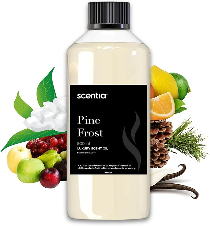 Pine Frost Essential Oil – 500ml Professional Holiday Diffuser Oil | Crisp Winter Blend with Fir, Pine, Citrus & Vanilla | Bulk Aromatherapy for Homes, Spas, Hotels & DIY Candle Supplies