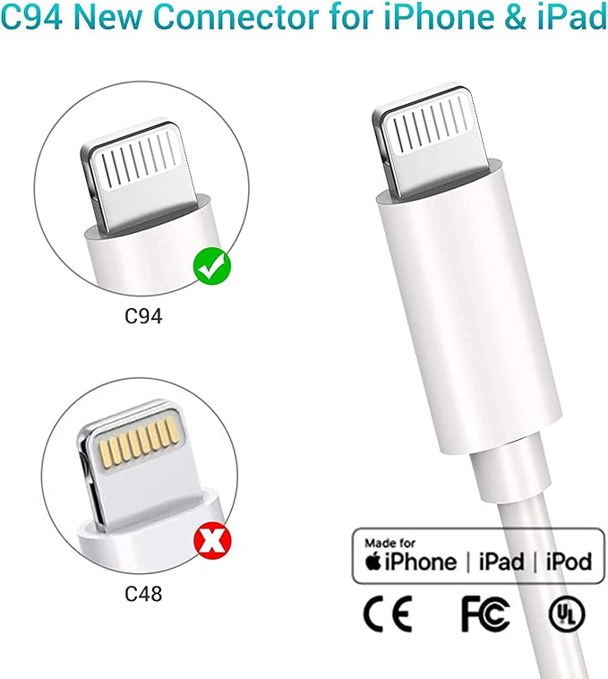 Quntis USBC to Lightning Cable for iPhone 3FT, 3Pack iPhone Charging Cable USB-C, Type-C Lightning Charger Cord MFi Certified for iPhone 14 13 12 Mini Pro Max 11 X XS XR 8 Plus iPad AirPods, White