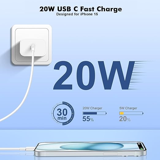 iPhone 15 Car Charger Fast Charging, 20W Dual Port USBC Car Charger 20W PD iPhone 15 Charger 2Pack 3FT USB C to USB C Car Charging Cable for iPhone 15/15 Plus/15 Pro Max/iPad Mini 6/iPad Air4/iPad Pro