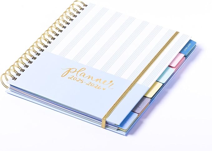 2025-2026 Eccolo Large Spiral Agenda Planner, Hardcover, Weekly & Monthly Views, 18 Tabbed Months, Inspiring Graphics and Quotes (Extra Large - 9" x 10.5")