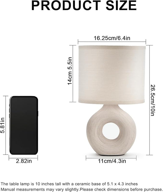 UMEXUS 10’’ Small Cordless Table Lamp with Timer & Dimmer, Battery Operated Rechargeable Lamp with Remote, Portable Light for Bedroom Living Room Outdoor Patio Bedside Bathroom Fabric Shade Beige
