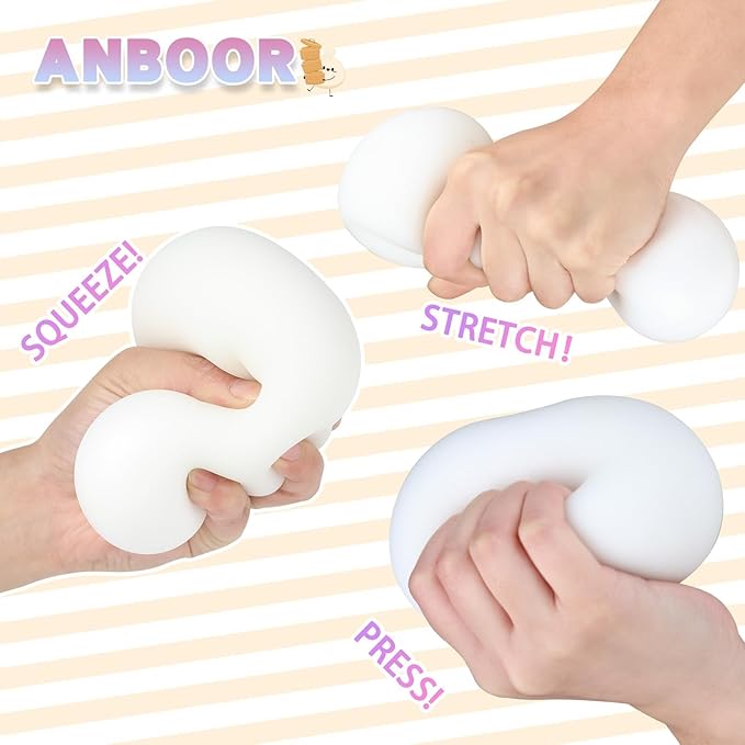 Anboor Jumbo Stress Ball for Adults and Kids,White Giant Squishies Stress Ball Change Colors in The Dark,Large Sensory Squeeze Ball Relief Stress for Boy Girl