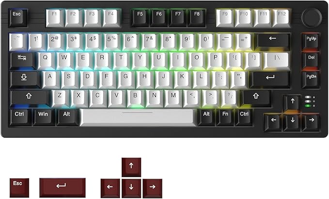 DAREU EK75PRO Wireless 75% RGB Hot-Swappable Mechanical Gaming Keyboard with Knob,2.4Ghz/BT5.1/USB-C Connectivity, 81 Keys Gasket Mount, PBT Keycaps&Linear Dream Switch for Win/MAC