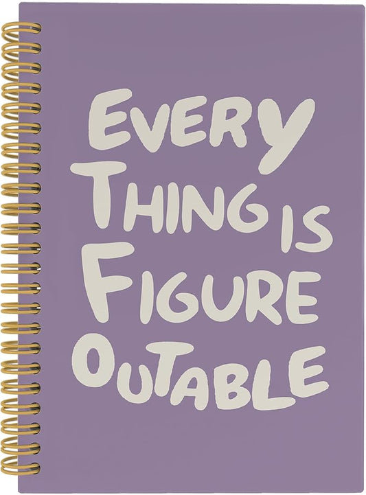 Inspirational Purple Notebook, Positive Affirmations Stress Relief Gifts, Office College Motivational Journal Notebooks, Everything Is Figureoutable Hardcover Spiral Notebook 5.5x8.3 Inch