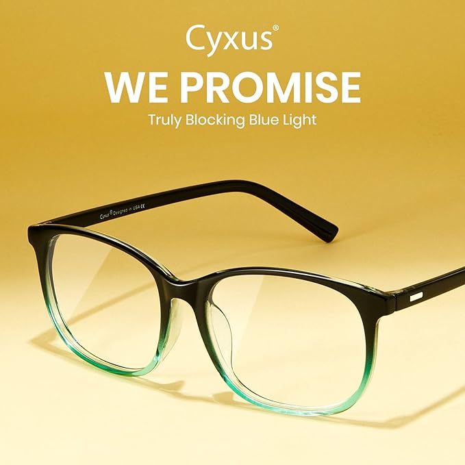 Cyxus Blue Light Blocking Glasses Women Men Computer Gaming Square Glasses UV400 Protection Anti Eyestrain