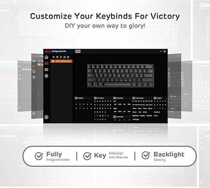 RK ROYAL KLUDGE RK61 Wireless 60% Triple Mode BT5.0/2.4G/USB-C Mechanical Keyboard, 61 Keys Wireless Mechanical Keyboard, Compact Gaming Keyboard w/Software (Hot Swappable Brown Switch, Black)