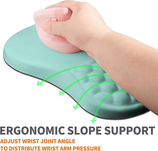 Ergonomic Joint Wrist Support Mouse Pad with Memory Foam Cushion Massage Bump, Carpal Tunnel Pain Relief Mousepad Slope Design for Wrist Rest, 11.8x7.9 in, LightBlue