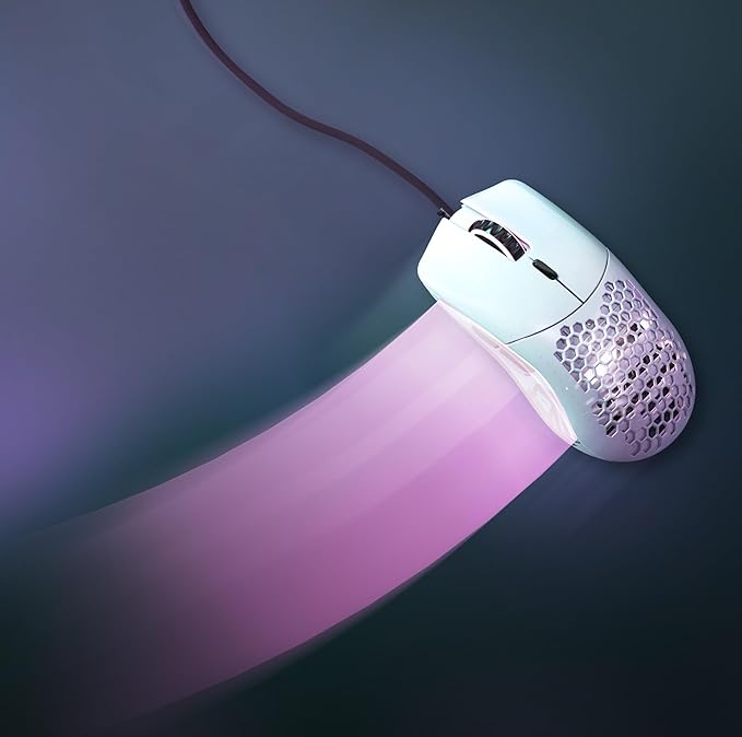 Glorious Model O- (Minus) Compact Wired Gaming Mouse - 58g Superlight Honeycomb Design, RGB, Pixart 3360 Sensor, Ambidextrous, Omron Switches - Matte White