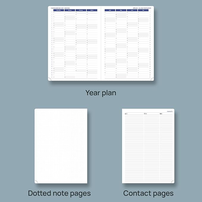 POPRUN Monthly Planner 2026-2027 (Large-8.25'' x 11.75''), 16 Months Calendaer (Dec 2025-Mar 2027) Appointment Book with Stair Tabs, Inner Pockets, Pen Holder, PU Leather Softcover - Purple