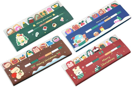 4 Pads Cute Christmas Reusable Funny to Do List Stick Note Pads - Merry Bear, Candy Tree, Crystal House, Bell Sock Post Perfect for Holiday Cheer Notes Reminders