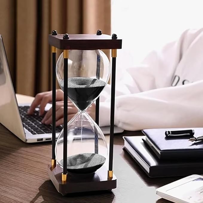 Hourglass Timer 60 Minutes Sand Timer for Gift 1 Hour Glass Sand Clock for Home/Desk/Office Decor and Classroom Timer (Black, 60 Minutes)
