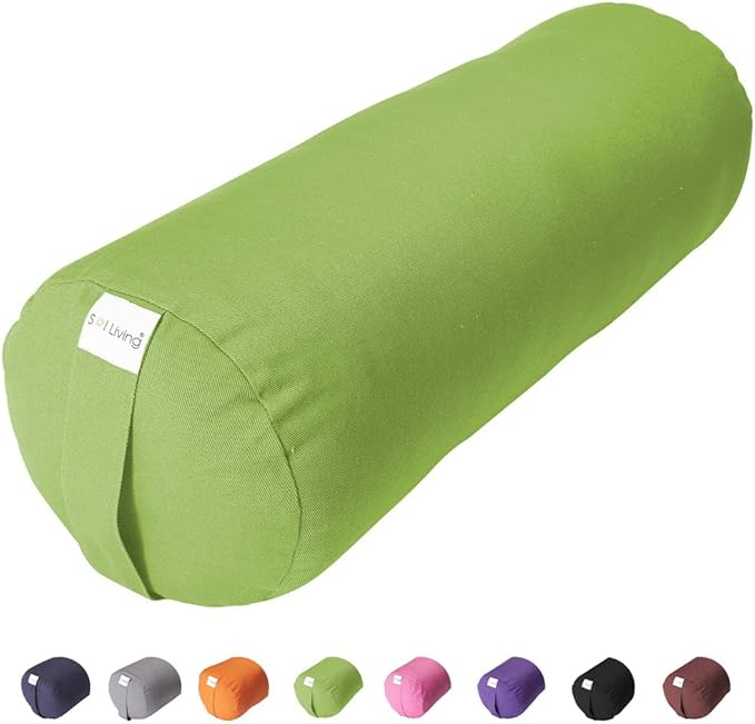 Sol Living Yoga Bolster Pillow for Restorative Meditation - 100% Cotton Cylindrical Cushion with Washable Cover for Balance Support in Asana Poses
