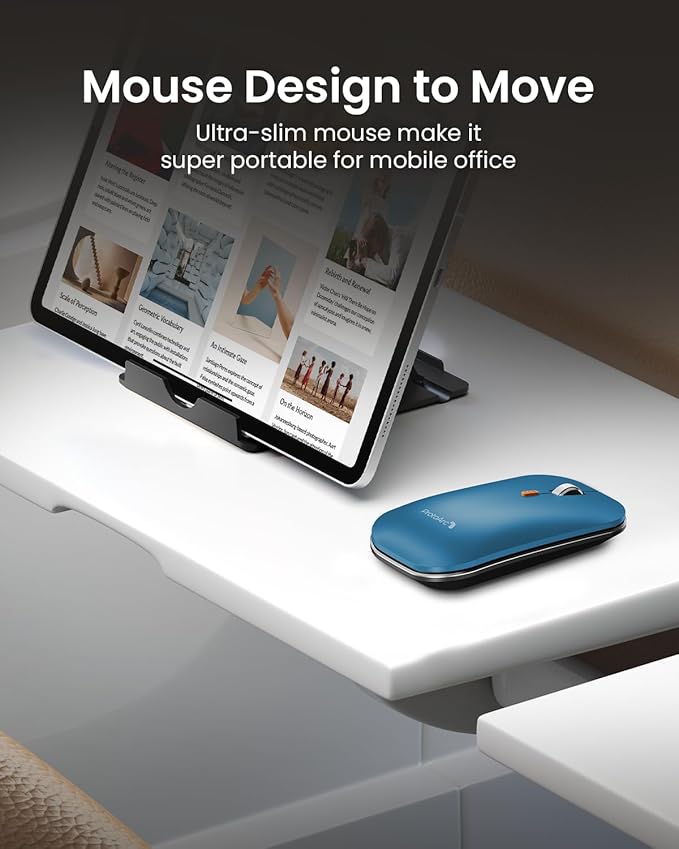 ProtoArc Foldable Keyboard and Mouse, XKM01 True Full-Size Folding Wireless Keyboard Mouse Combo for Business Travel, a Portable Office Suite On-The-Go, Compatible with Laptop iPad Tablet - Blue