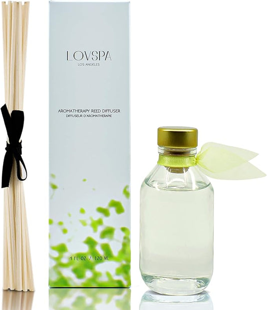 LOVSPA Reed Diffuser Set, Sparkling Citrus Scented Oil Diffuser with Sticks, Home Fragrance Accessories for Bathroom Shelf Decor, Aroma Diffusers for Home or Office Desk, USA Made