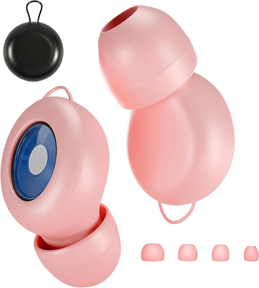 Silicone Ear Plugs for Sleeping Noise Cancelling, (28dB SNR) Reusable Earplugs for Sleeping with 8 Ear Tips Concert Ear Plugs, Travel, Work, Motorcycle & Hearing Protection with Case (Pink)