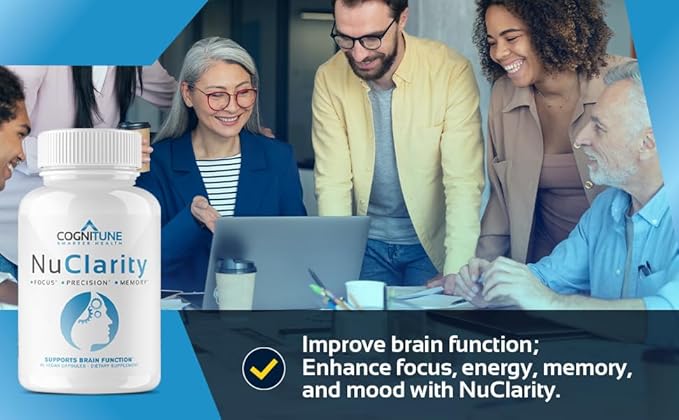 NuClarity - Premium Nootropic Brain Supplement - Focus, Energy, Memory Booster - Mental Clarity & Cognitive Support - Ginkgo Biloba, Bacopa Monnieri, Alpha-GPC, Phosphatidylserine, Rhodiola Rosea
