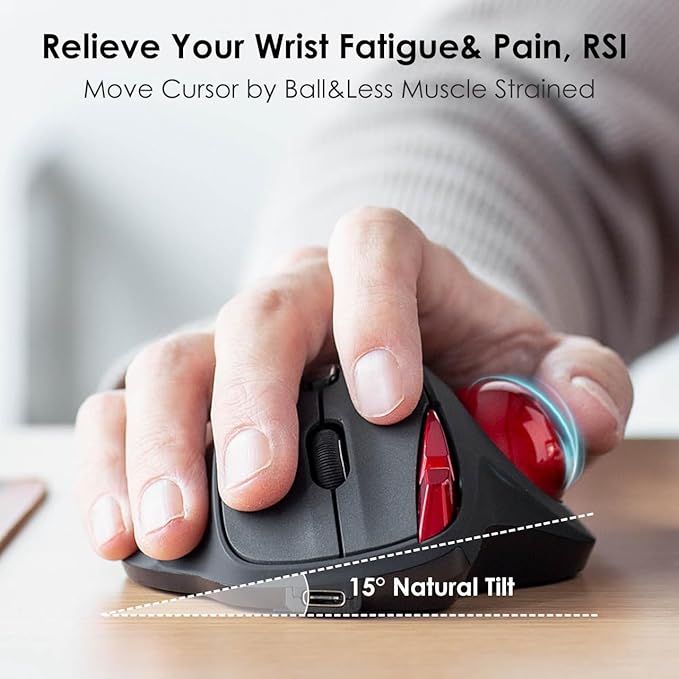 SANWA 2 Device Bluetooth Trackball Mouse, Silent Click Ergonomic Roller Ball Mouse, Wireless Rechargeable Thumb Mice, Programmable Buttons, 600-1600 DPI, Compatible with PC, Mac, Laptop, Windows