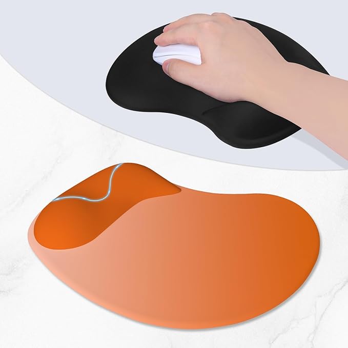 ITNRSIIET Ergonomic Mouse Pad, Cushioned Gel Wrist Rest, Non-Slip Base, Smooth Surface, Cute Multi-Color, 9.5 x 8.2 in, Peach Gradient