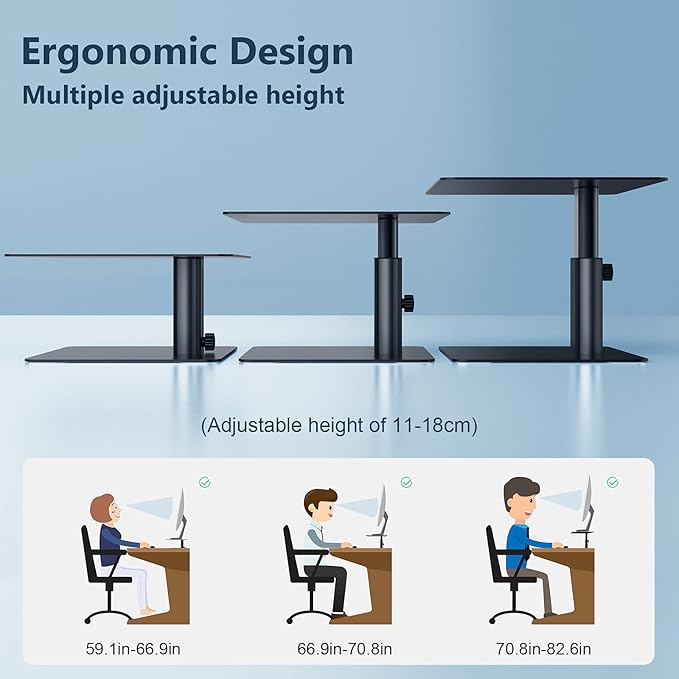Nillkin Monitor Stand for Desk, Adjustable Height Computer Monitor Stand, Ergonomic Aluminum Computer Stand for Desktop Monitor, iMac,MacBook, Dell, HP, Lenovo and other Screen Display, Black