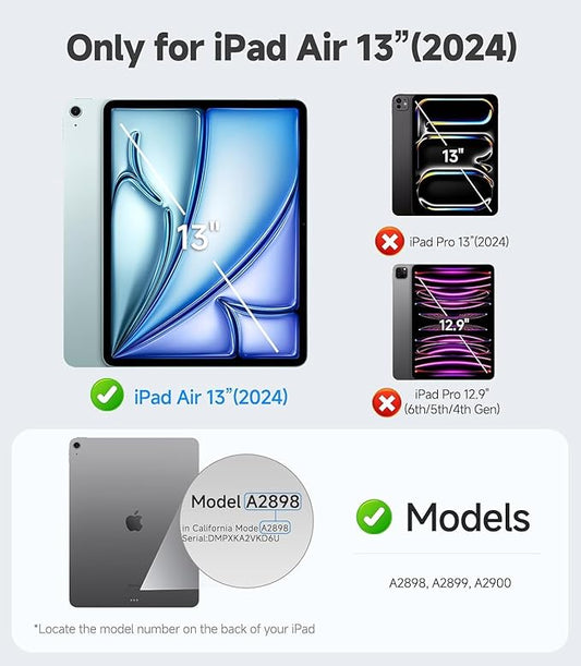 iGluz 2 Pack Screen Protector for iPad Air 13"(7th/6th Gen.) M3/M2 2025/2024 9H+ Tempered Glass Screen Protector with Easy-Install Box[12FT Military Grade Shatterproof] HD Clarity,Scratch Resistant