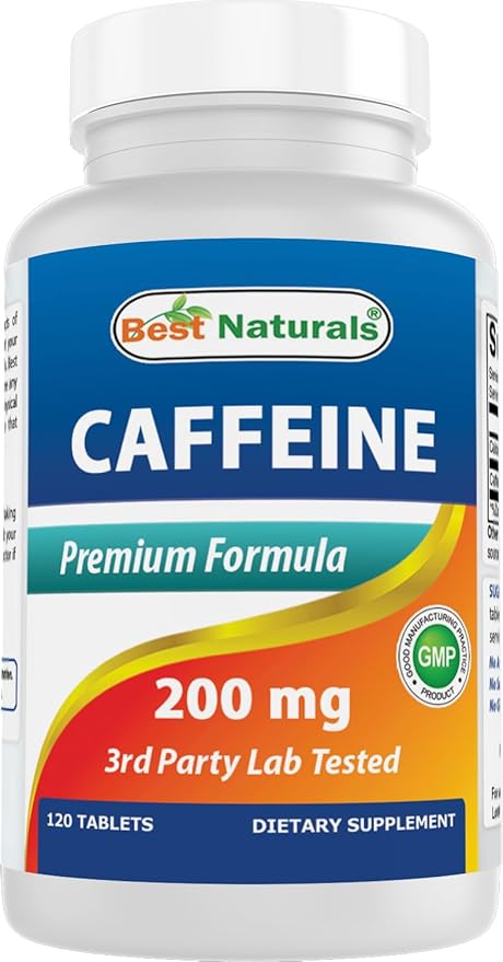 Best Naturals Caffeine Pills 200mg, 120 Count