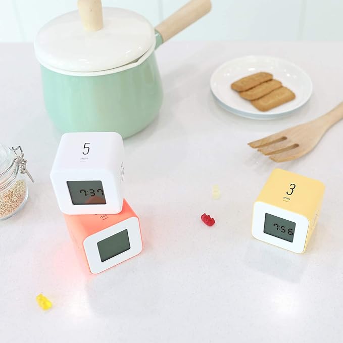mooas Multi Clock Time Cube Timer (Coral), Alarm & Backlight Desk Productivity for ADHD Kids Classroom Study, Kitchen, Cooking, Desk, Office, Time Management 10,30,50,60 min Timer Various Setting