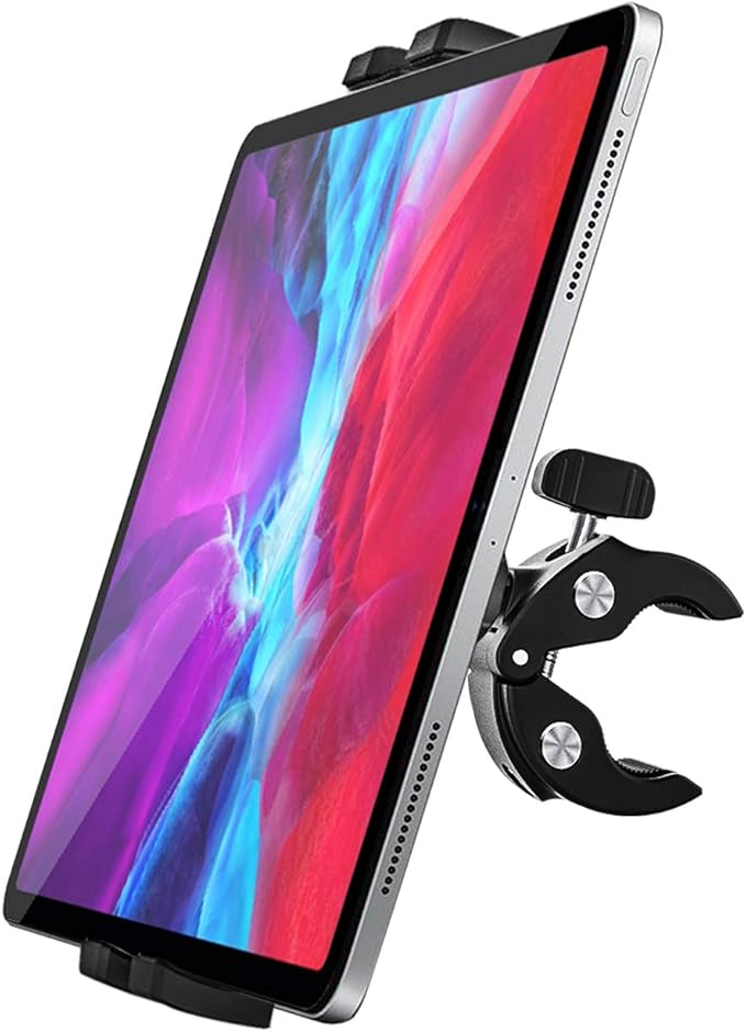 woleyi Bike Tablet Mount, Motorcycle Bicycle Tablet Holder, Cycling Handlebar Clamp with 360 Rotation for iPad Pro Air Mini, iPhone, Samsung Galaxy Tabs, Fire HD, More 4.7-13" Cellphones and Tablets