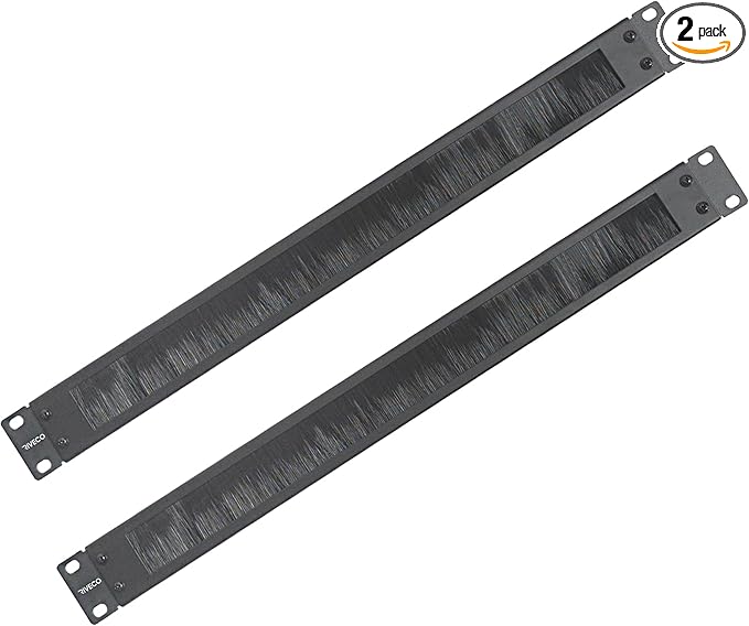 RIVECO 1U Brush Panels for Rack Cable Management, Server Rack Cable Organizer 1U Brush Managers for 19 Inch Network Rack Mount Black 2 PCS