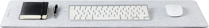 Premium Felt Desk Mat | Small 12" x 27.5" | Multifunctional Desk Pad for Home Office | Light Gray