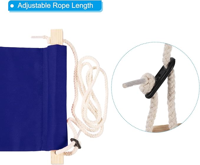 PATIKIL Foot Hammock Under Desk, Adjustable Foot Rest Sling with Hooks Portable Desk Footrest for Airplane Travel Home Office, Dark Blue Style 1