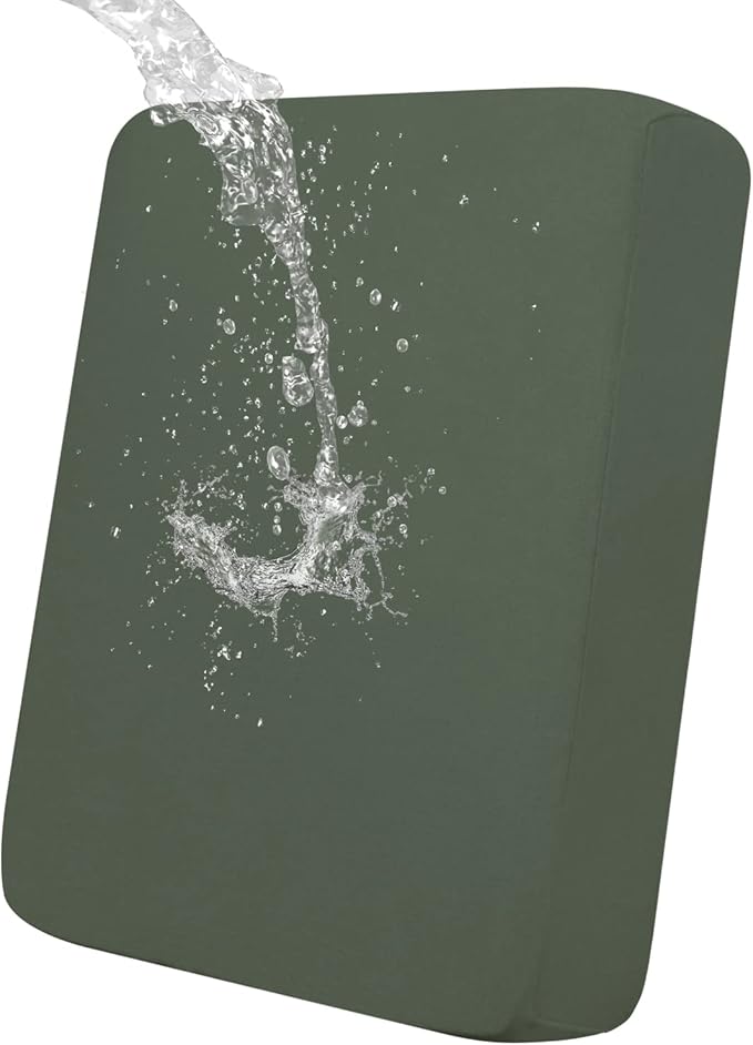 Easy-Going 100% Waterproof Chair Sofa Seat Cushion Slipcovers Couch Cushion Cover Stretch Furniture Protector for Kids, Pets (Chair Cushion, Grayish Green)