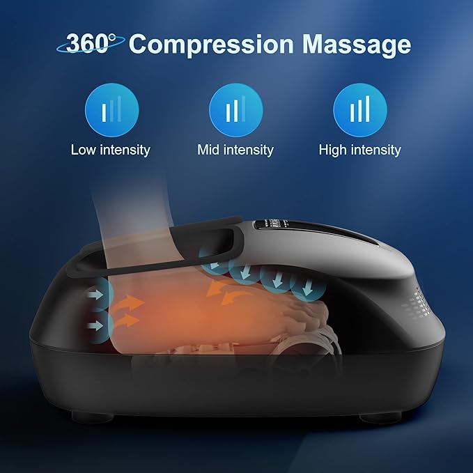 COMFIER Foot Massager with Heat,Rolling Compression Shiatu Feet Massage,Gifts for Men,Wen, Machine for Circulation,Neuropathy Pain,Plantar Fasciitis,Fits Foot Size up to 13”