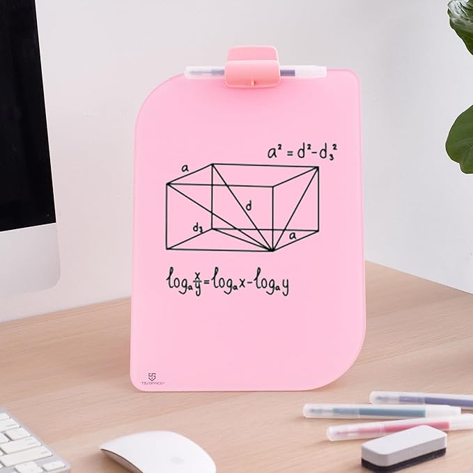 TSJ OFFICE Small Desktop Whiteboard - 12 X 8 Inches Glass Dry Erase Board with Stand, Desk Board Buddy for Home, Office, School Supply