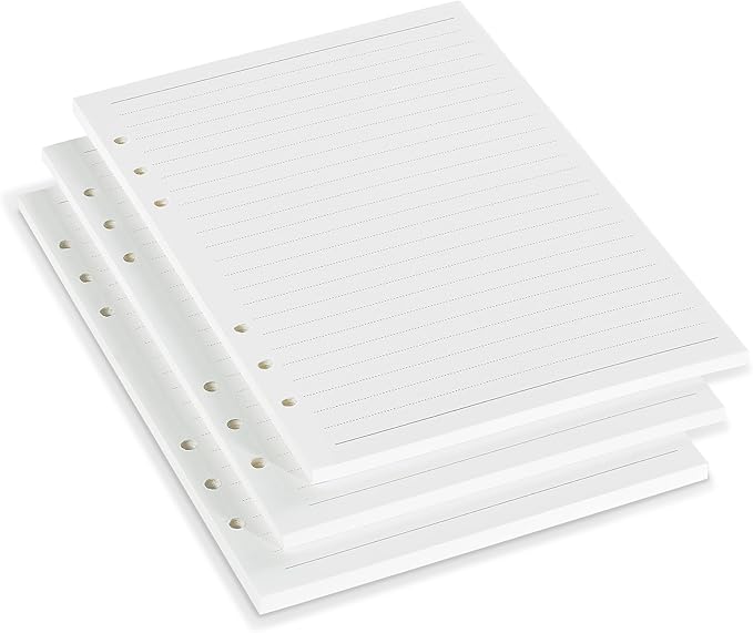 A5 Line Loose Leaf Refill Paper, 135 Sheets Planner Refills, 6-Ring Binder Refill, 100GSM College Ruled Insert Papers for Notebooks, School, Office, College Notes, Journals & Note-Taking