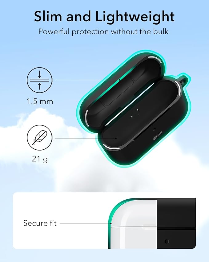 ESR for AirPods Pro 2 Case, Compatible with Airpods Pro 2nd Generation Case (2023/2022/2019), Compatible with MagSafe, Magnetic Lid Lock, Full Drop Protection, Black